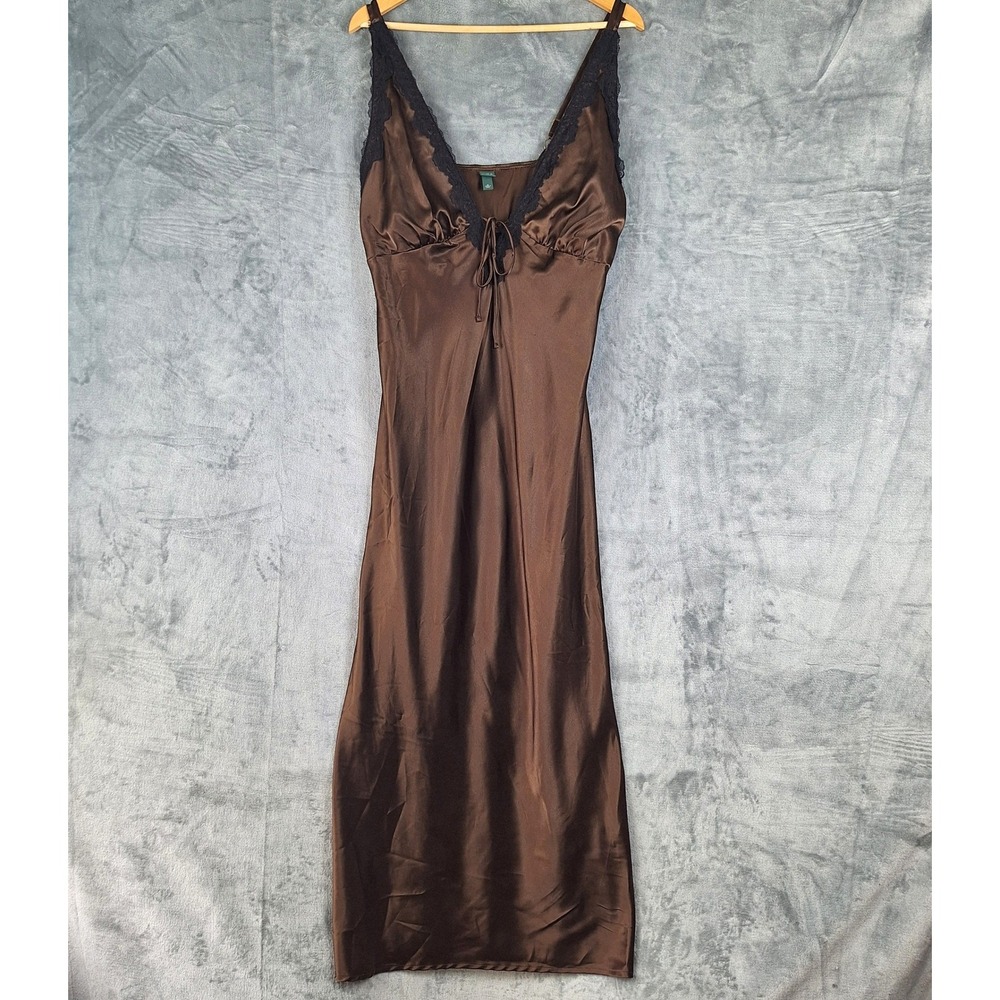 Wild Fable Slip Dress XL Brown Satin Fairy Grunge Y2K Whimsigoth Dark Romantic